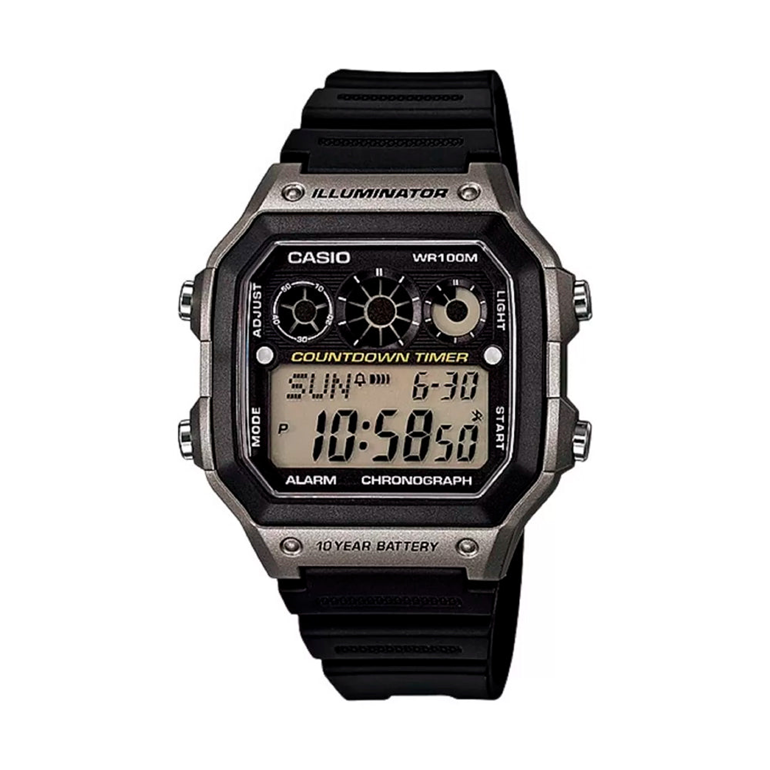 Reloj Digital Casio Original Illuminator AE-1300WH-8AVCF Cuadrado con Correa en Silicona 1