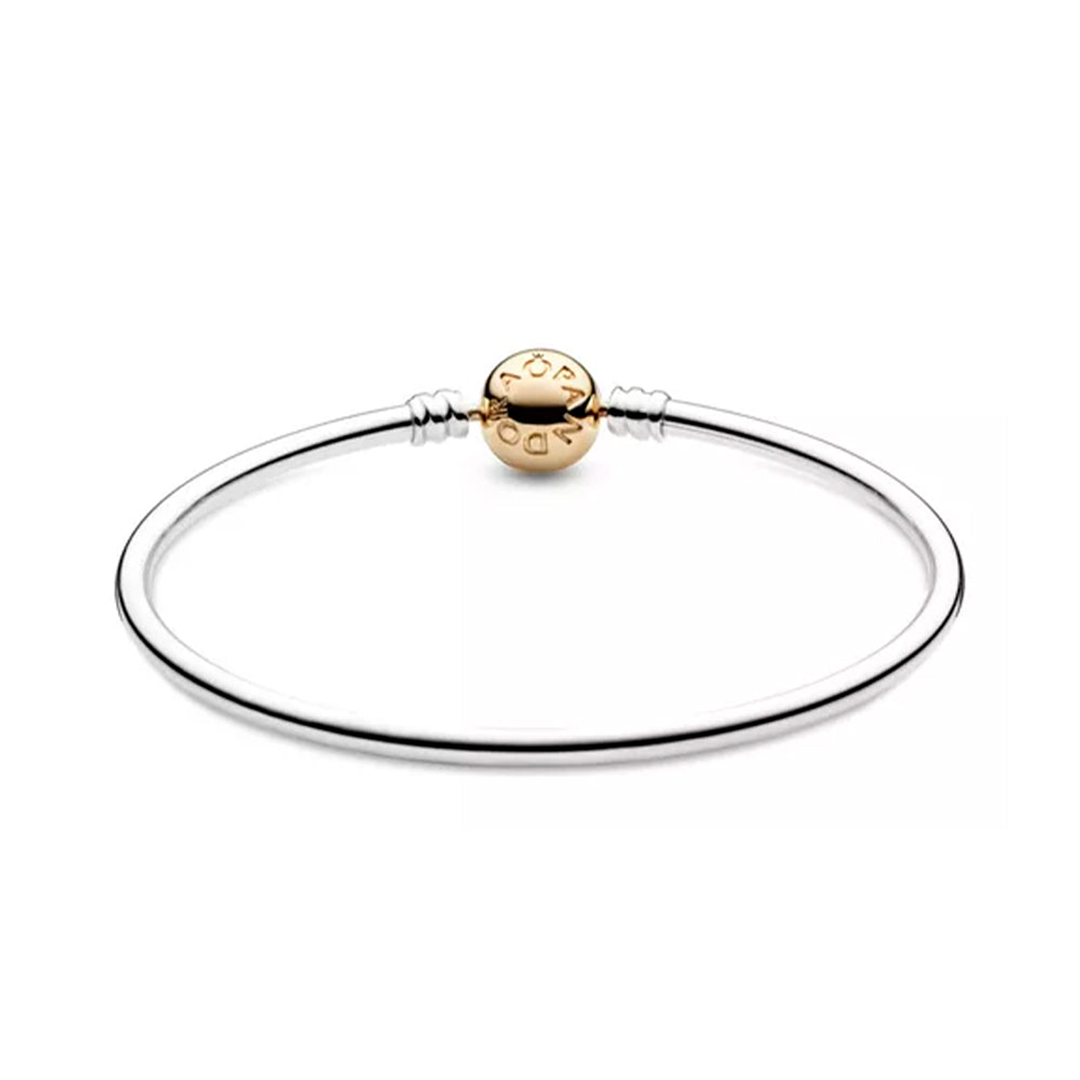 Pulsera Brazalete Pandora Liso con Cierre Bañado en Oro 14K 590718 Plata 925 Talla 18cm 2