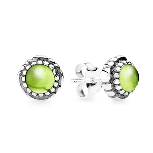 Aretes Pendientes Pandora Cumpleaños Agosto - Peridoto 290543PE Plata 925