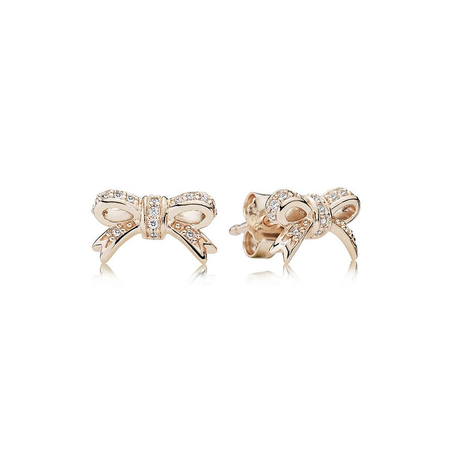 Aretes Pendientes Pandora Moño con Lazo Brillante Oro Rosa 280555CZ Plata 925 1