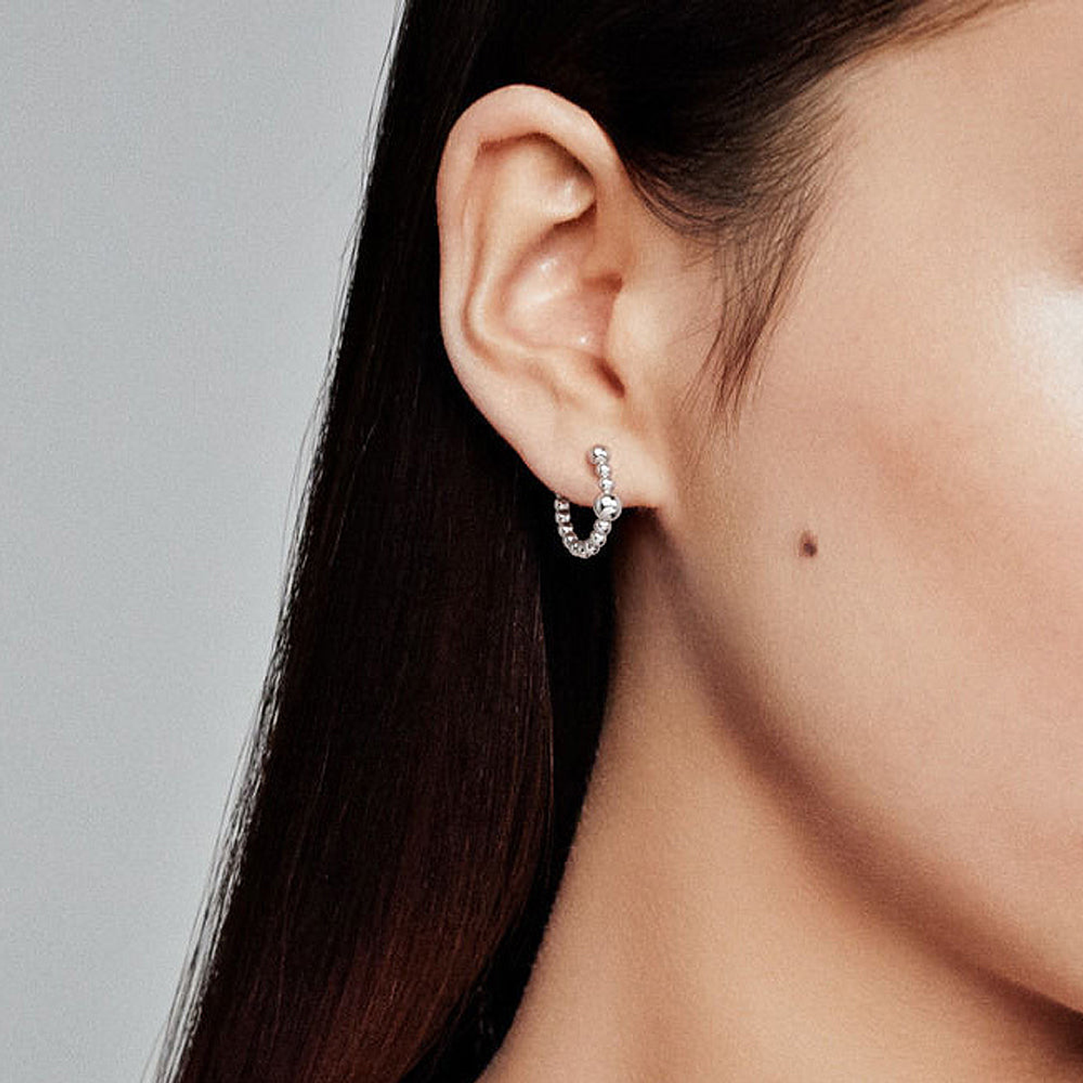 Aretes Pendientes Pandora Circular Hilera de Cuentas 297532 Plata 925 5