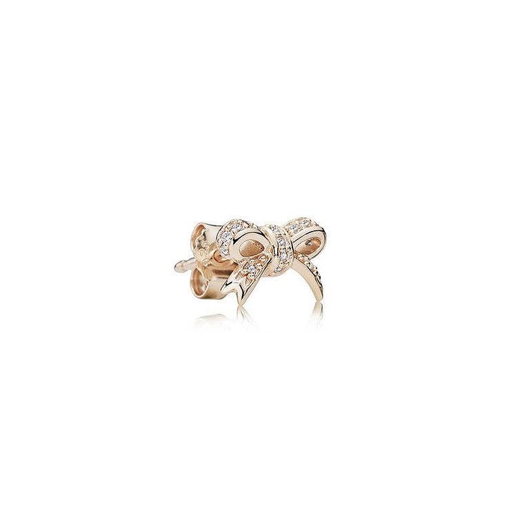 Aretes Pendientes Pandora Moño con Lazo Brillante Oro Rosa 280555CZ Plata 925 2