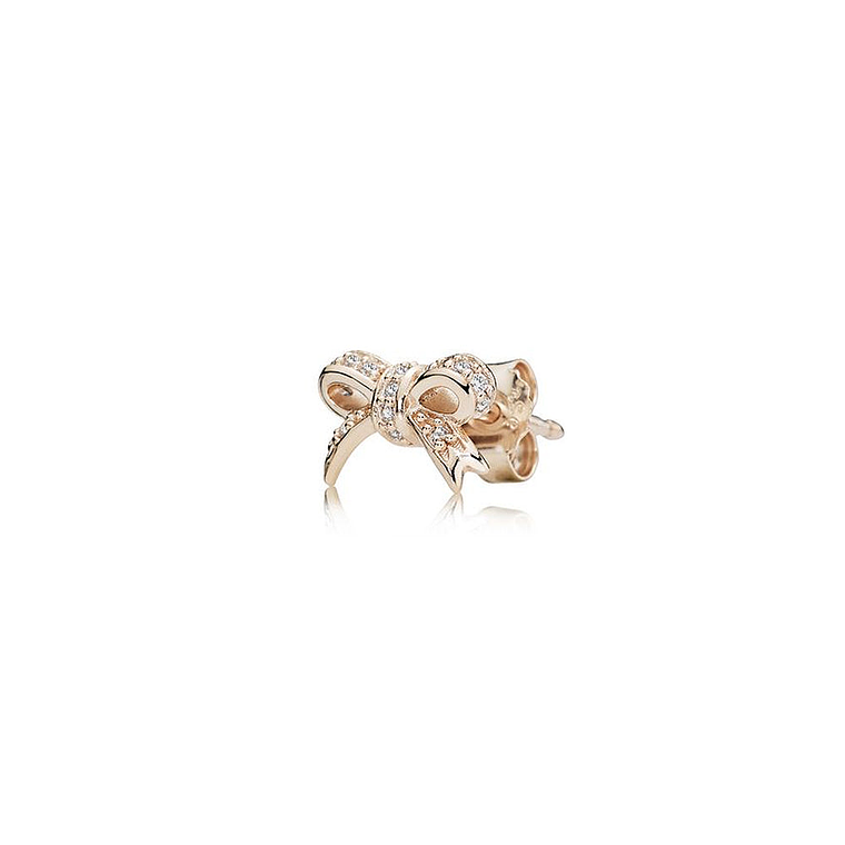 Aretes Pendientes Pandora Moño con Lazo Brillante Oro Rosa 280555CZ Plata 925 3