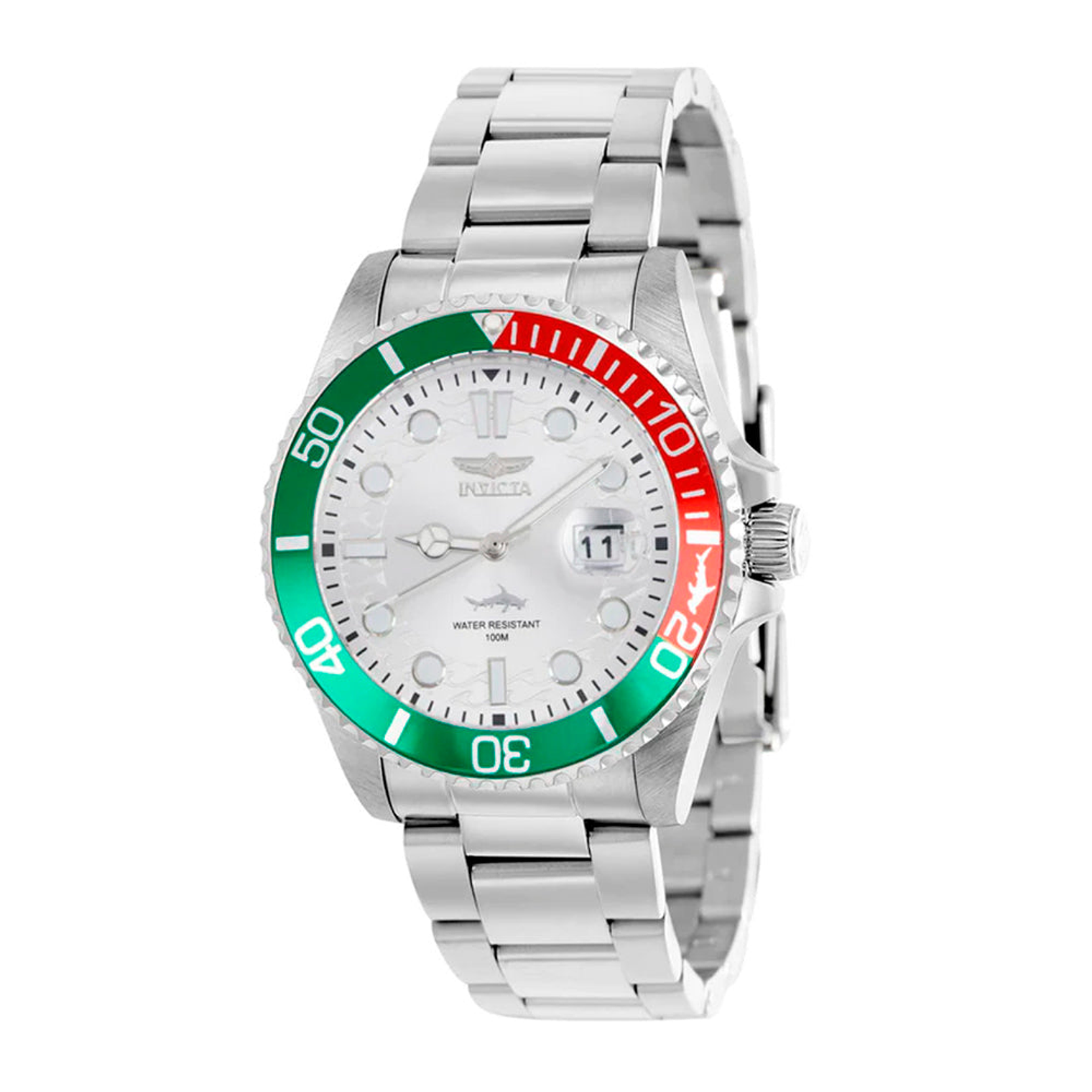 Reloj Análogo Invicta Original 44714 Pro Driver Hombre Acero Plateado Verde-Rojo 1