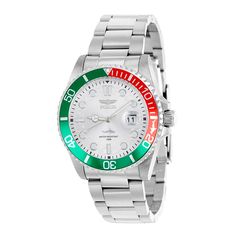 Reloj Análogo Invicta Original 44714 Pro Driver Hombre Acero Plateado Verde-Rojo 1
