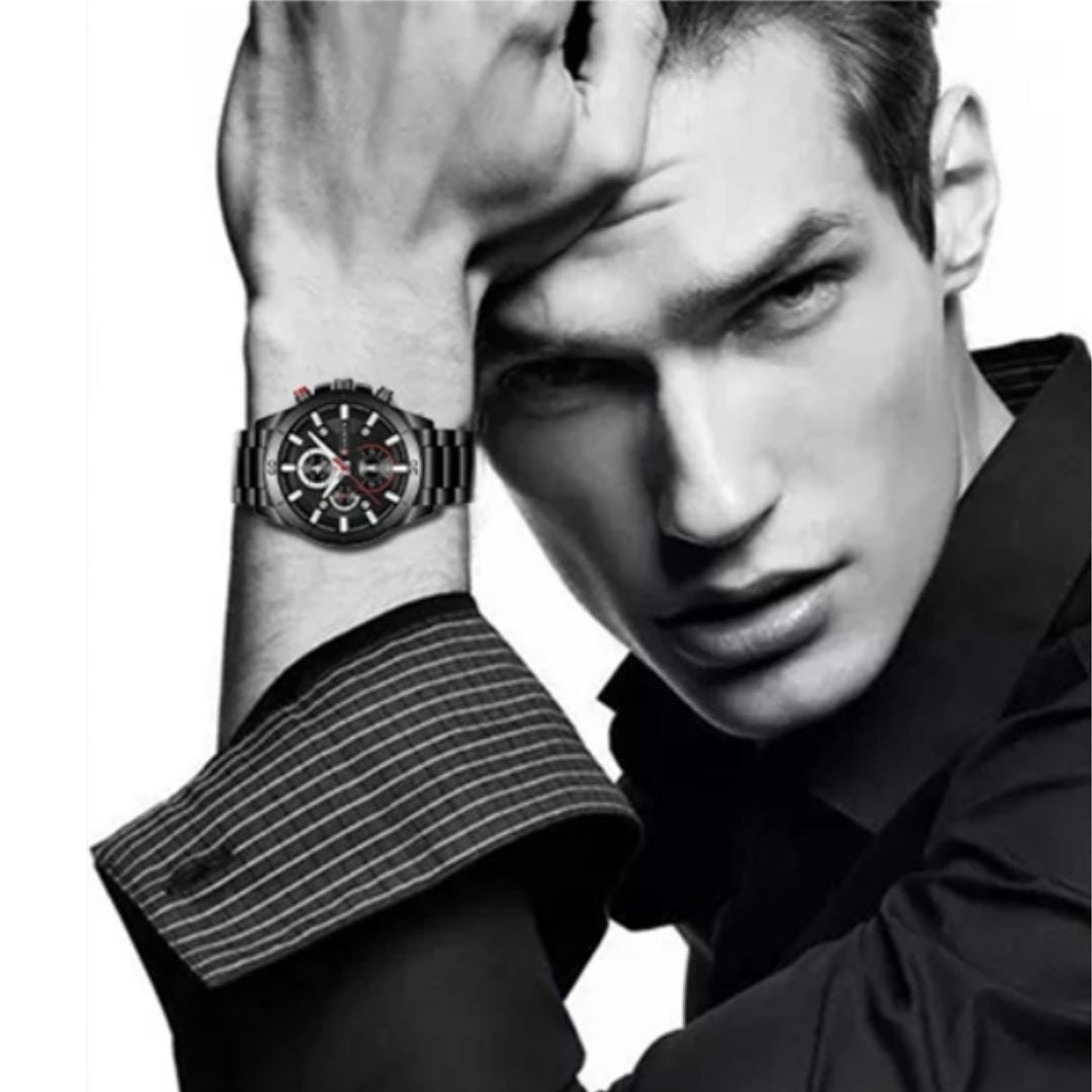 Reloj Análogo Curren Original KREb560119 para Hombre Acero Color Negro 4