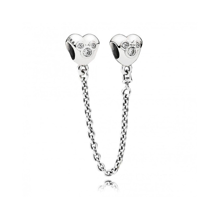 Cadena de Seguridad Pandora Edicion Disney Corazon Mickey y Minnie Mouse 791704CZ en Plata 925 1