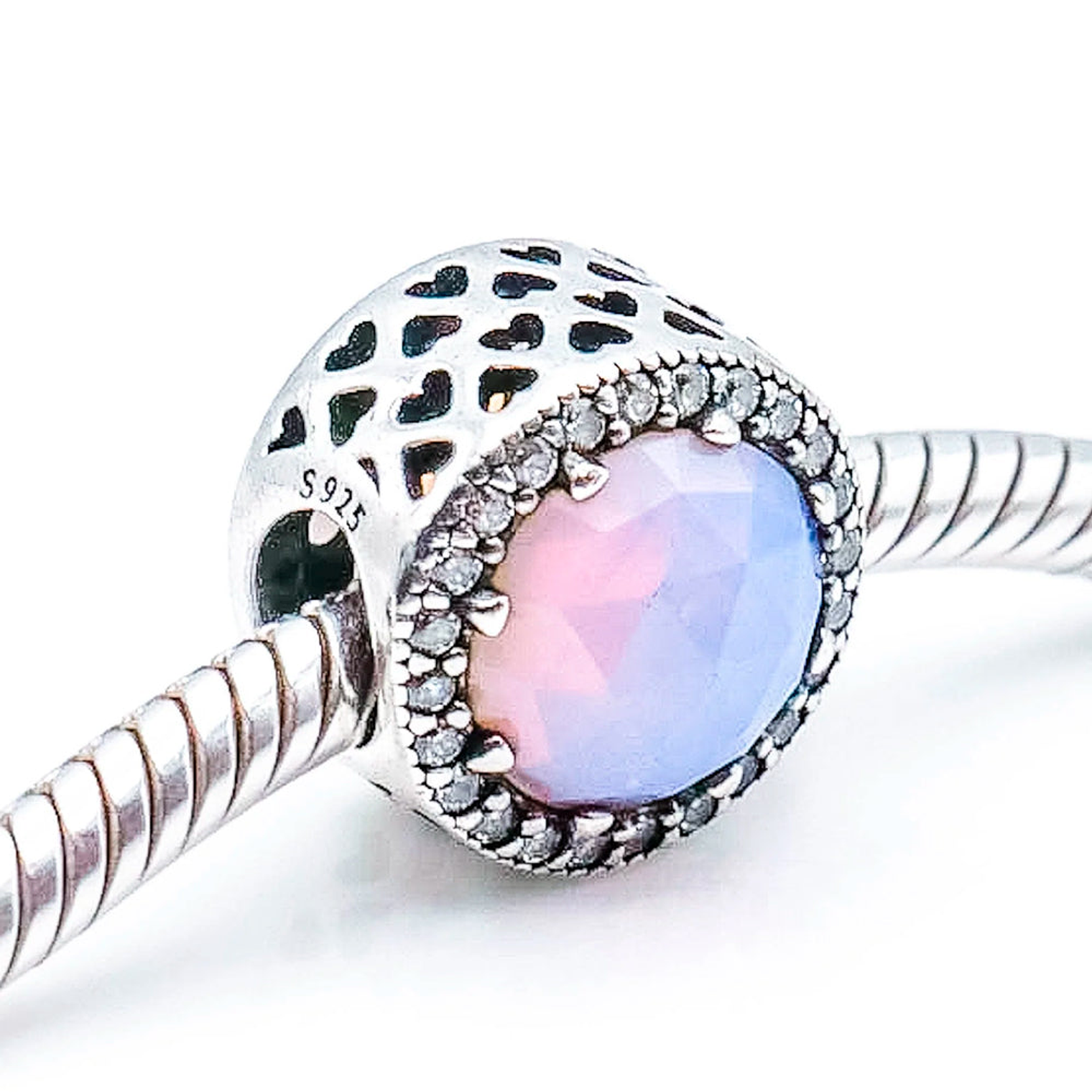 Charm Dije Pandora Original para Mujer 791725NOP Corazón Radiante Rosa Plata 925 3