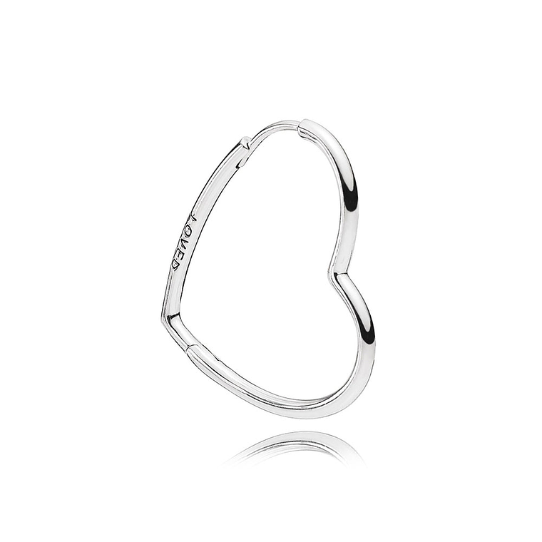 Aretes Pendientes Pandora Corazon Asimetrico Cierre en Broche 297822 Plata 925 3