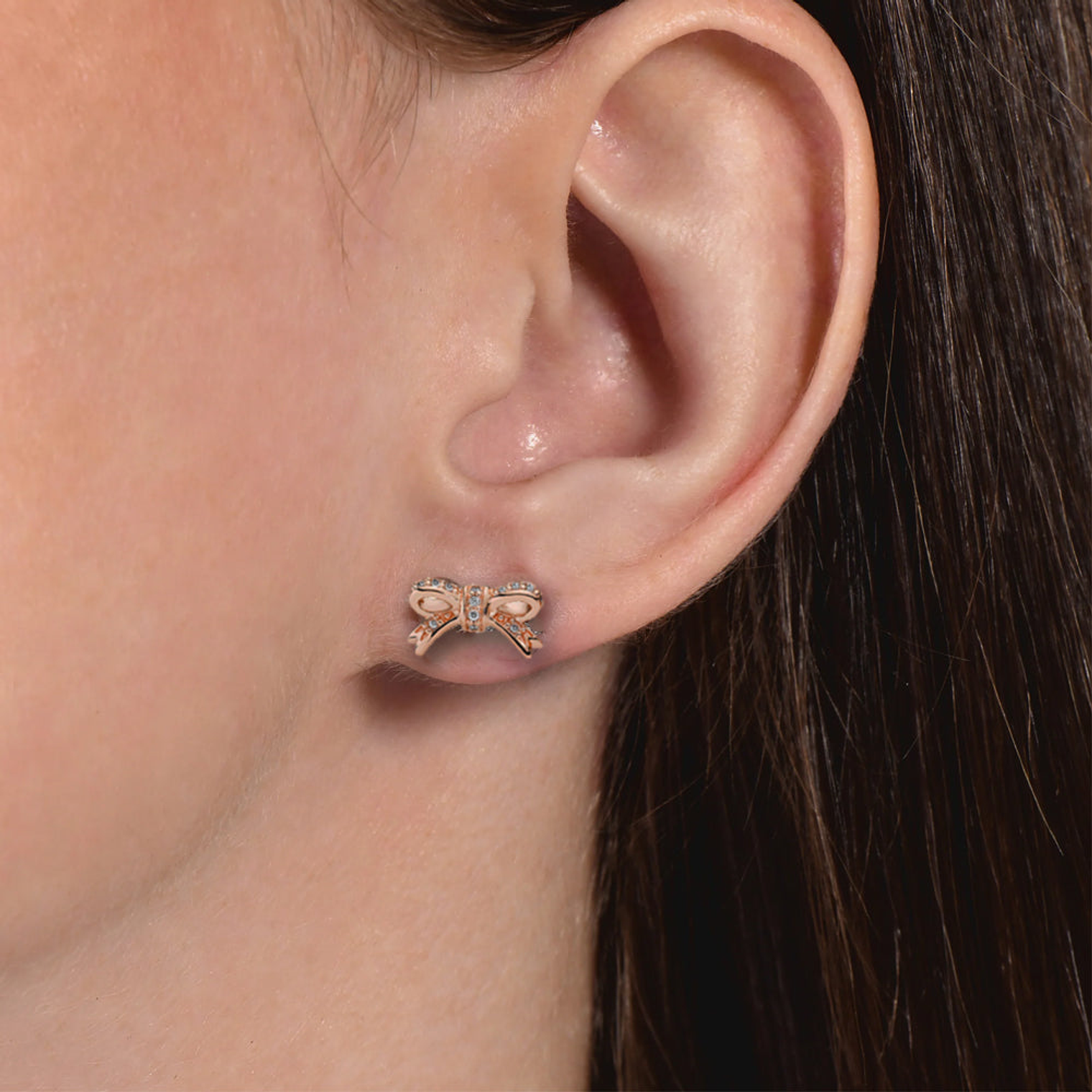 Aretes Pendientes Pandora Moño con Lazo Brillante Oro Rosa 280555CZ Plata 925 5