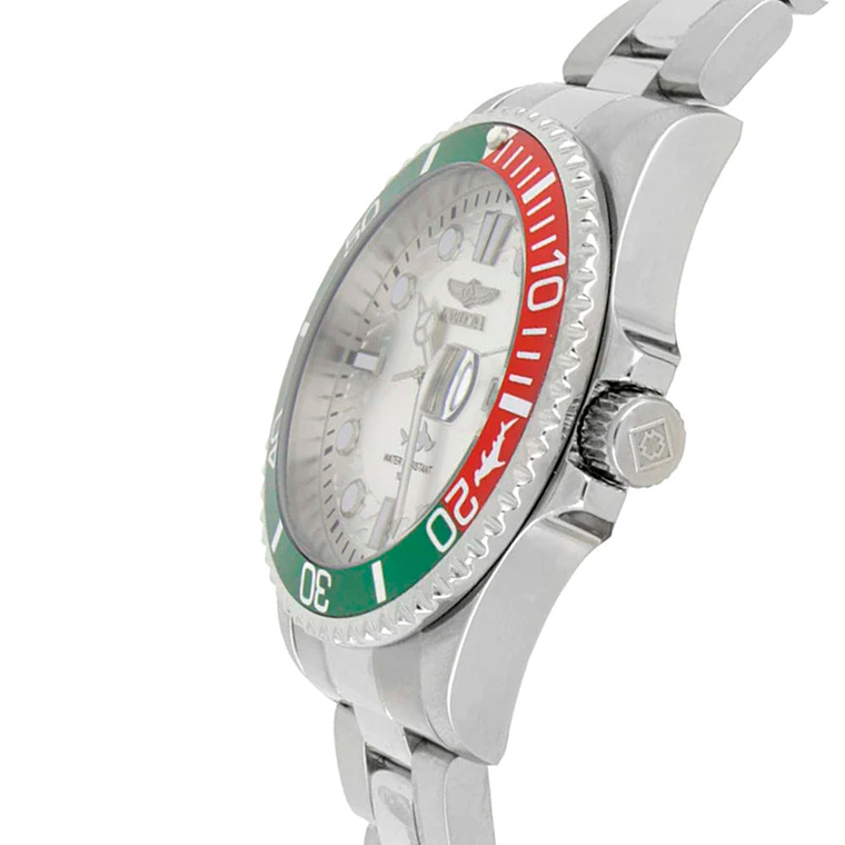 Reloj Análogo Invicta Original 44714 Pro Driver Hombre Acero Plateado Verde-Rojo 3