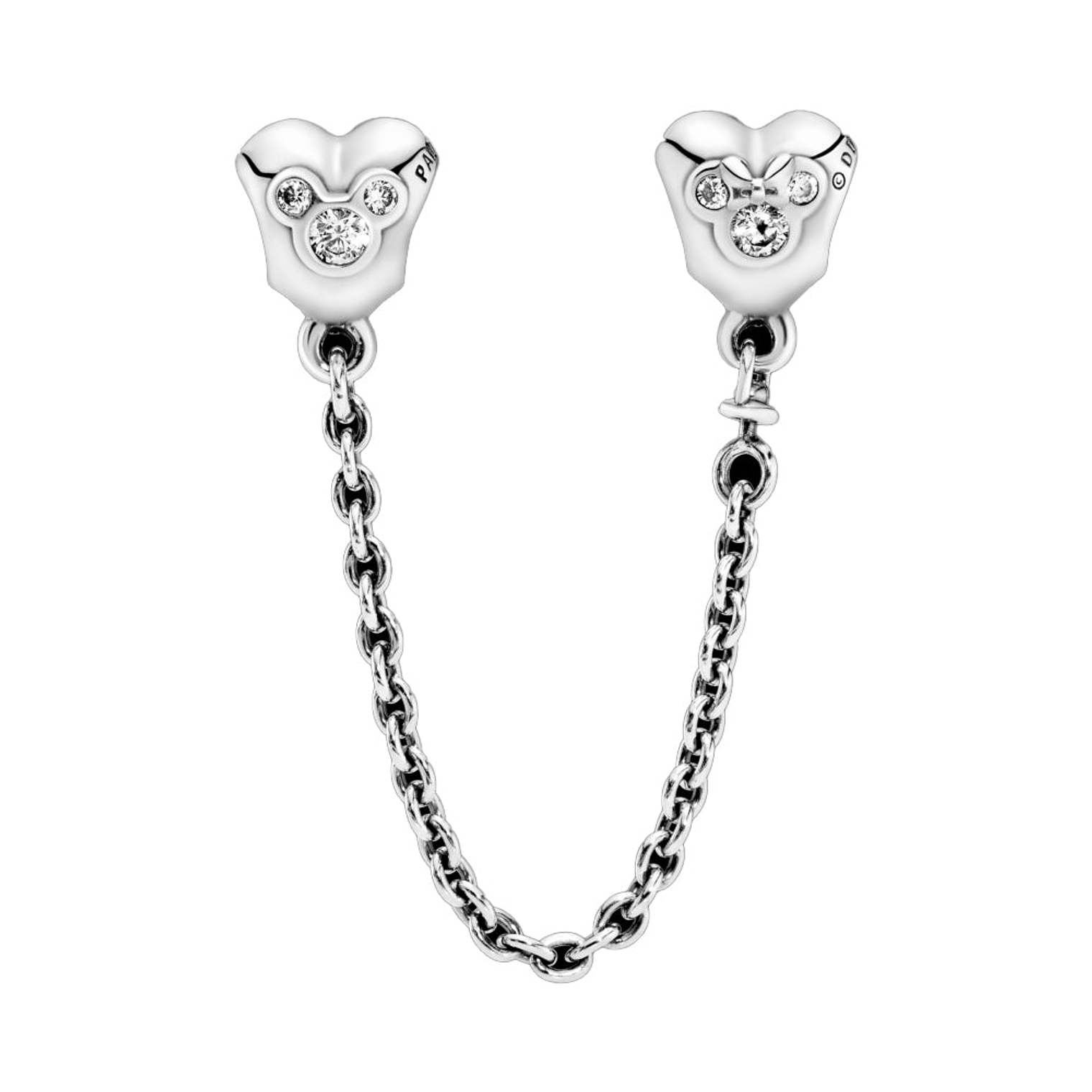 Cadena de Seguridad Pandora Edicion Disney Corazon Mickey y Minnie Mouse 791704CZ en Plata 925 2