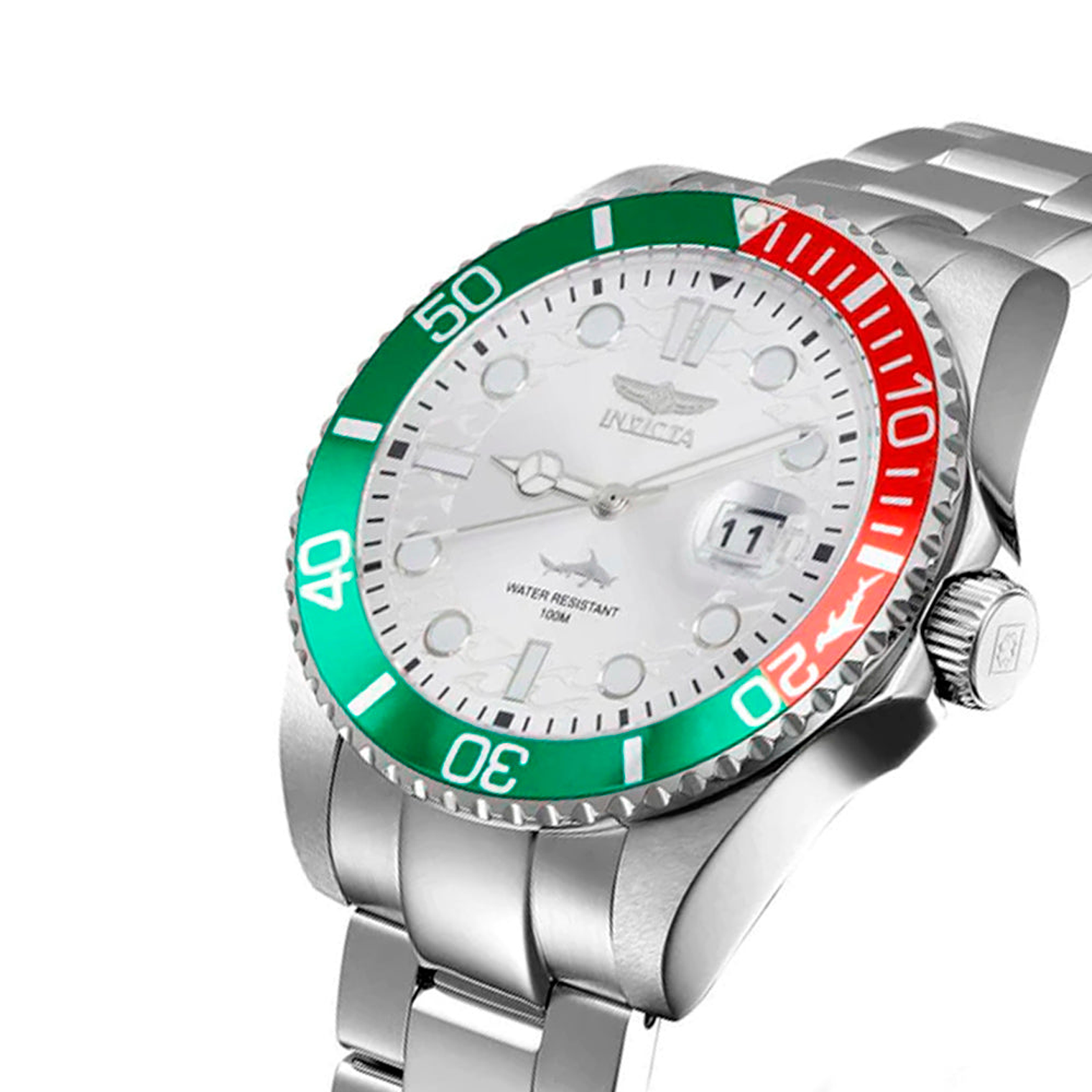 Reloj Análogo Invicta Original 44714 Pro Driver Hombre Acero Plateado Verde-Rojo 4