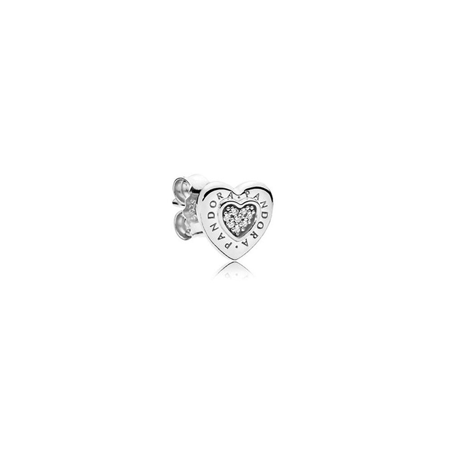 Aretes Pendientes Pandora Corazones Insignia Pandora Circonita Transparente 297382CZ Plata 925 3