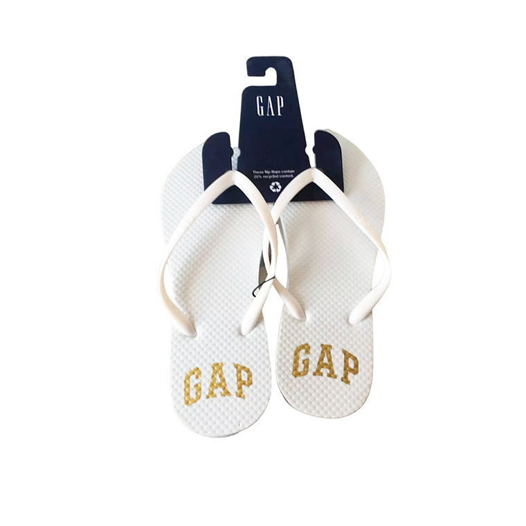 Sandalias Gap flip flop Color Blanco y Dorado Para Mujer 3
