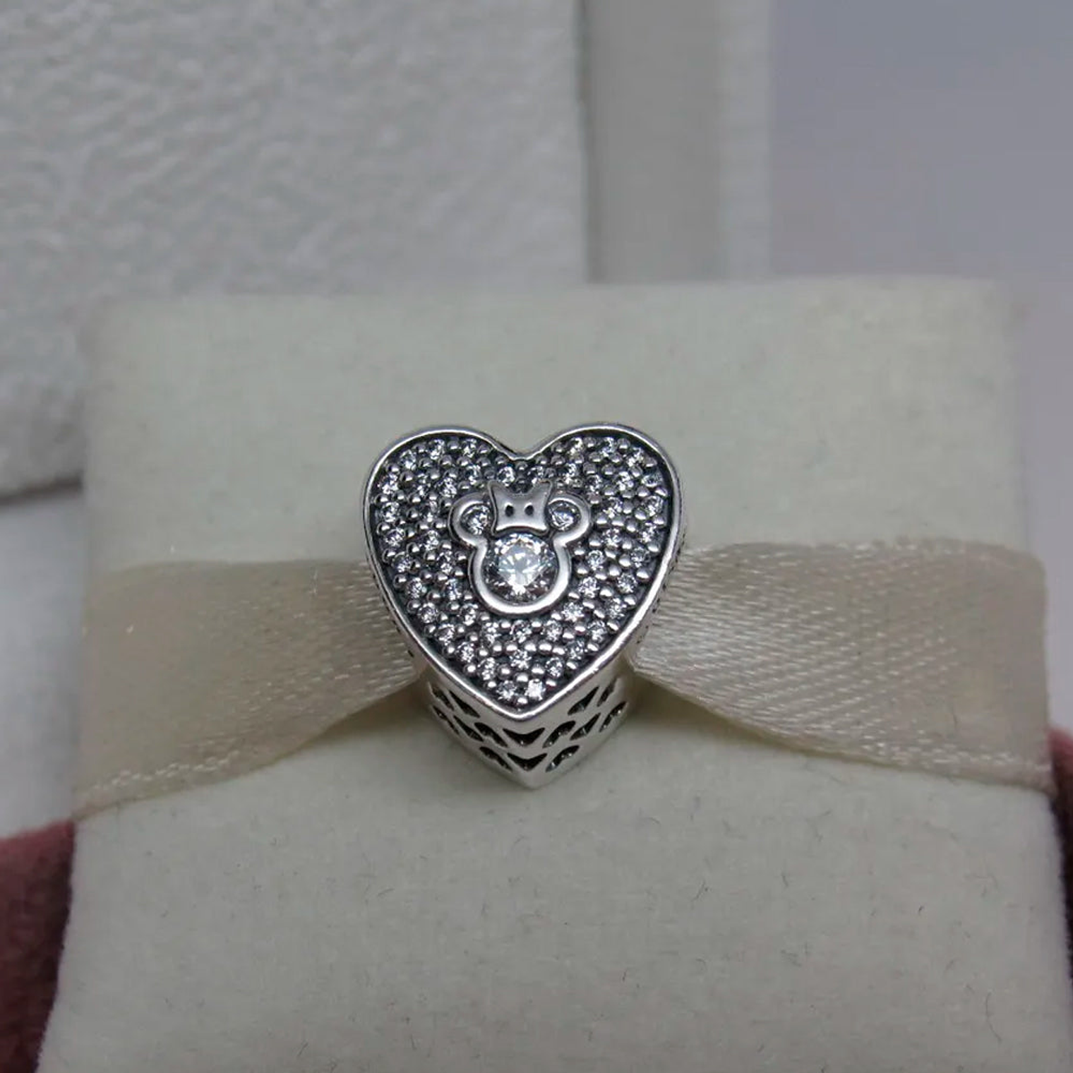 Charm Dije Pandora Original para Mujer 792049CZ Corazon Reluciente Mickey-Minnie Plata 925 3