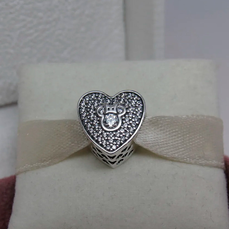 Charm Dije Pandora Original para Mujer 792049CZ Corazon Reluciente Mickey-Minnie Plata 925 3