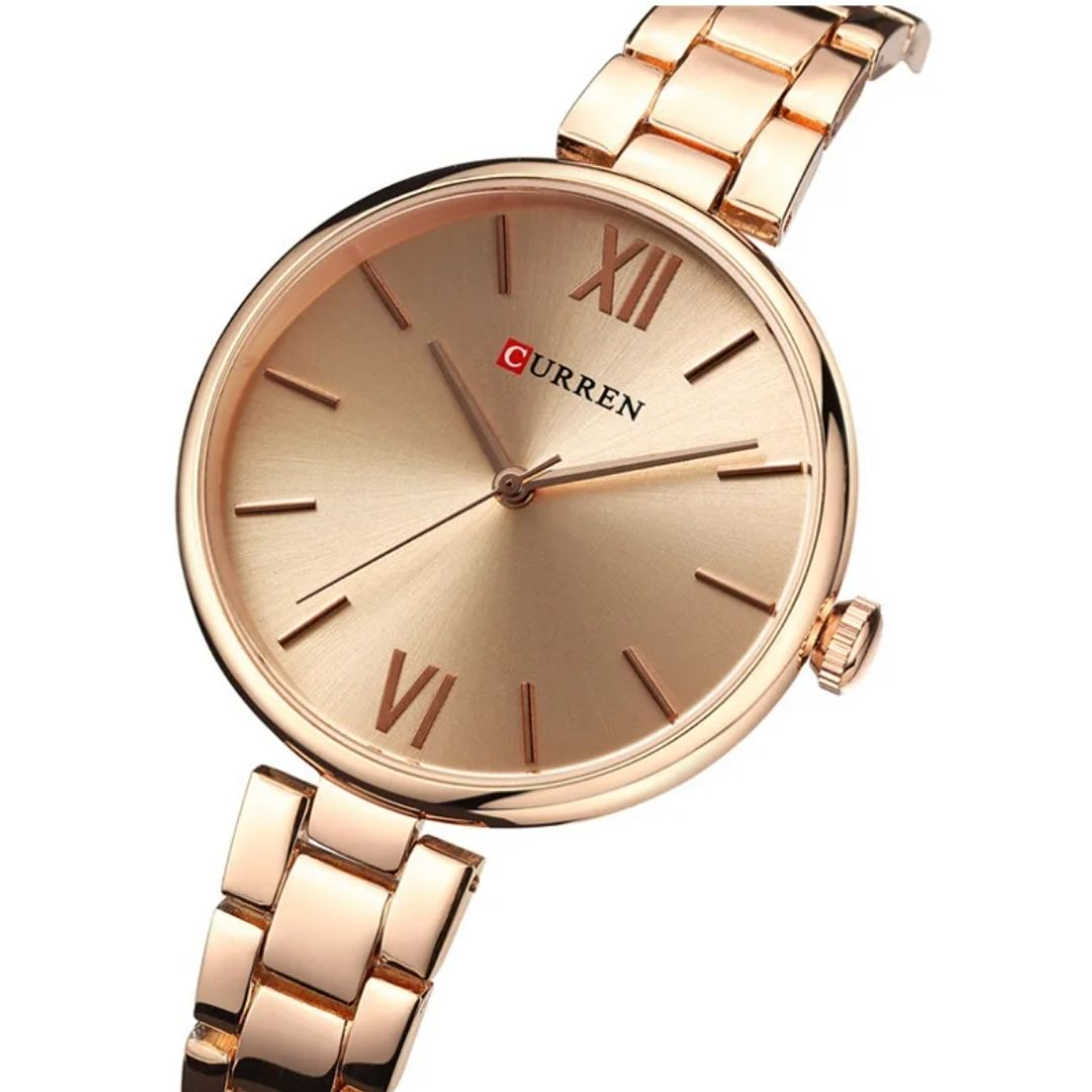 Reloj Análogo Curren Original KREb7120 para Mujer Acero Color Oro Rosa 2