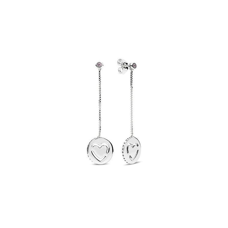 Aretes Pendientes Pandora Tipo Topo Pendulo de Corazones 296577FPC Plata 925 1