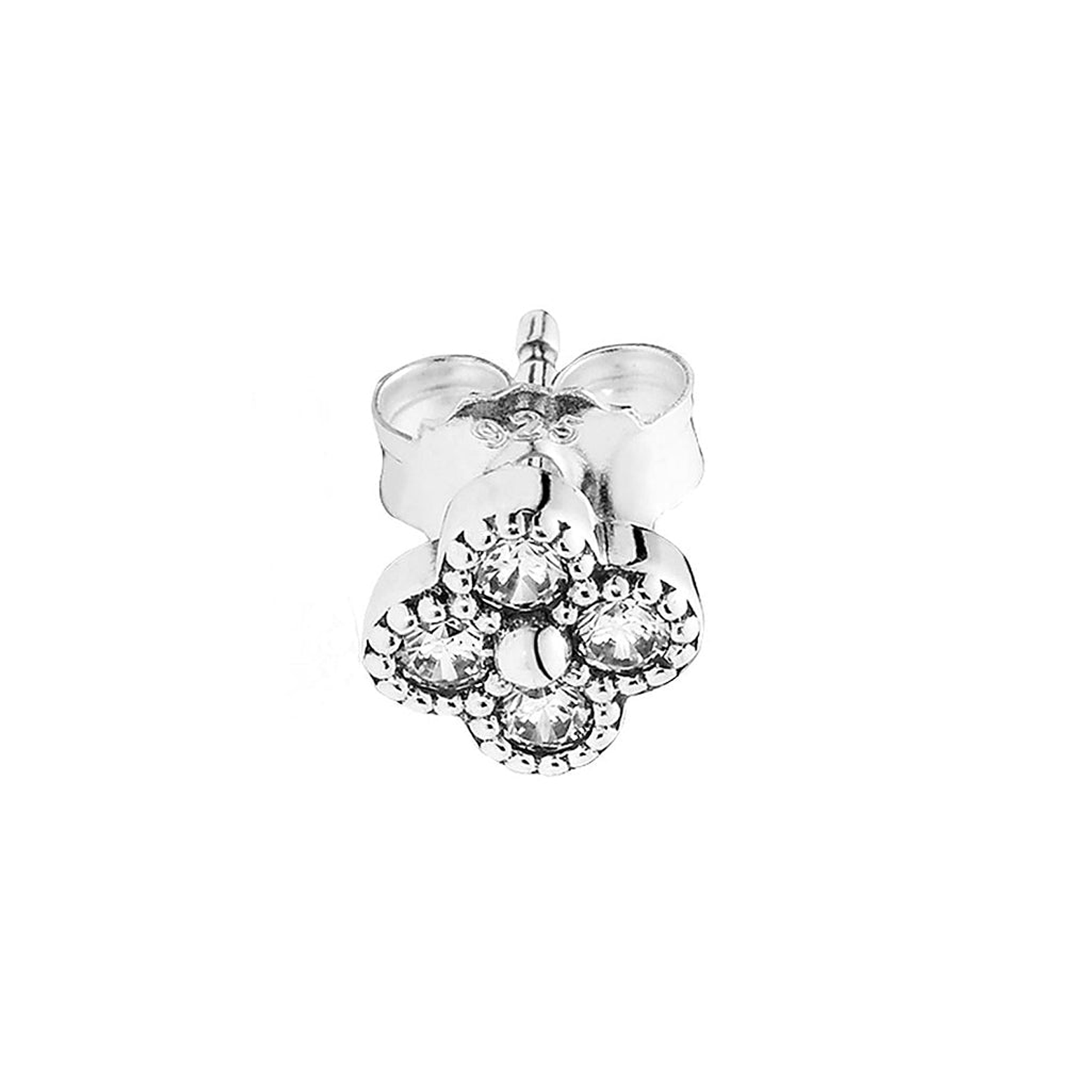 Aretes Pendientes Pandora Tipo Flor Oriental con Circonica Transparente 290647CZ Plata 925 2