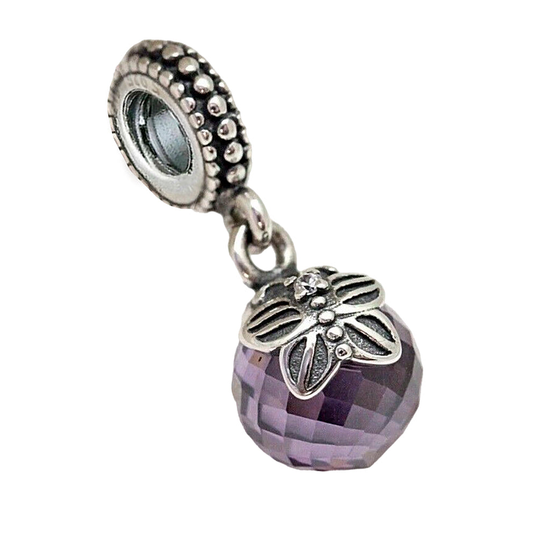 Charm Pandora Original para Mujer 791258ACZ Mariposa de la Mañana con Cuenta Morado en Zirconita 3