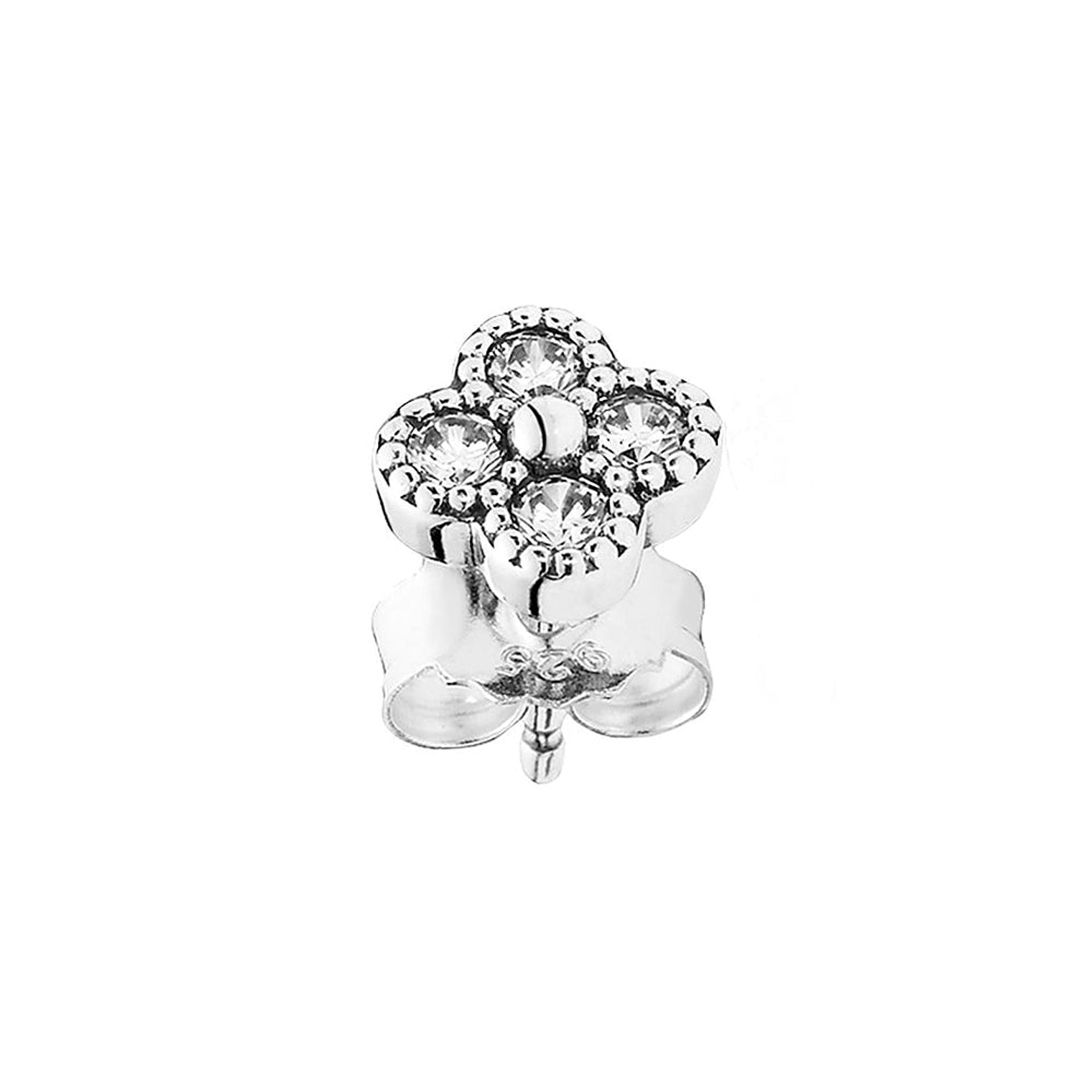 Aretes Pendientes Pandora Tipo Flor Oriental con Circonica Transparente 290647CZ Plata 925 3