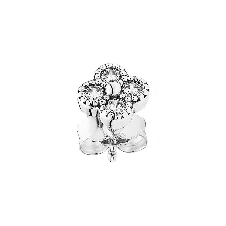 Aretes Pendientes Pandora Tipo Flor Oriental con Circonica Transparente 290647CZ Plata 925 3