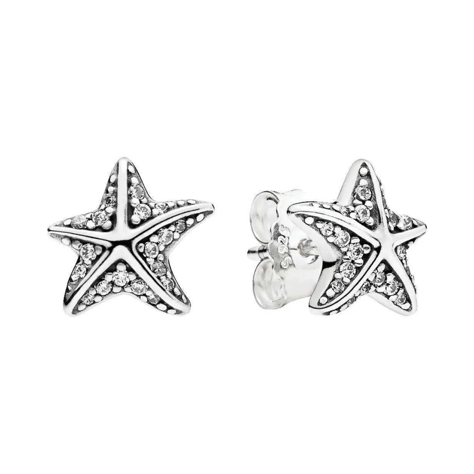 Aretes Pendientes Pandora Estrella de Mar Tropical y Circonica 290748CZ Plata 925 1