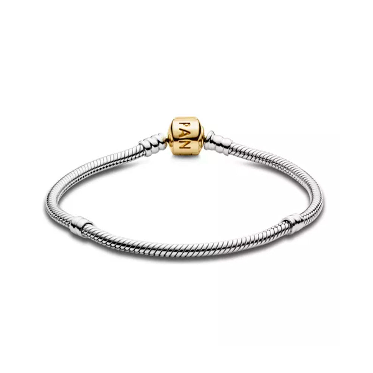 Pulsera Brazalete Pandora con Broche a Presion bañado en Oro 14k 590702HG Plata 925 Talla 18cm 2