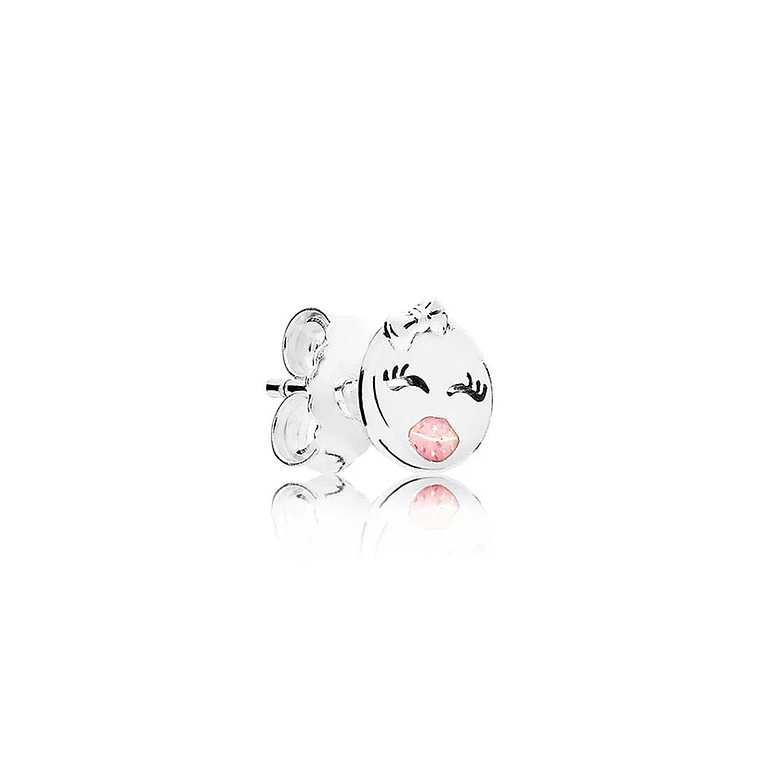 Aretes Pendientes Pandora Tipo Topo Emoticones con Esmalte Rosa 297102EN161 Plata 925 3