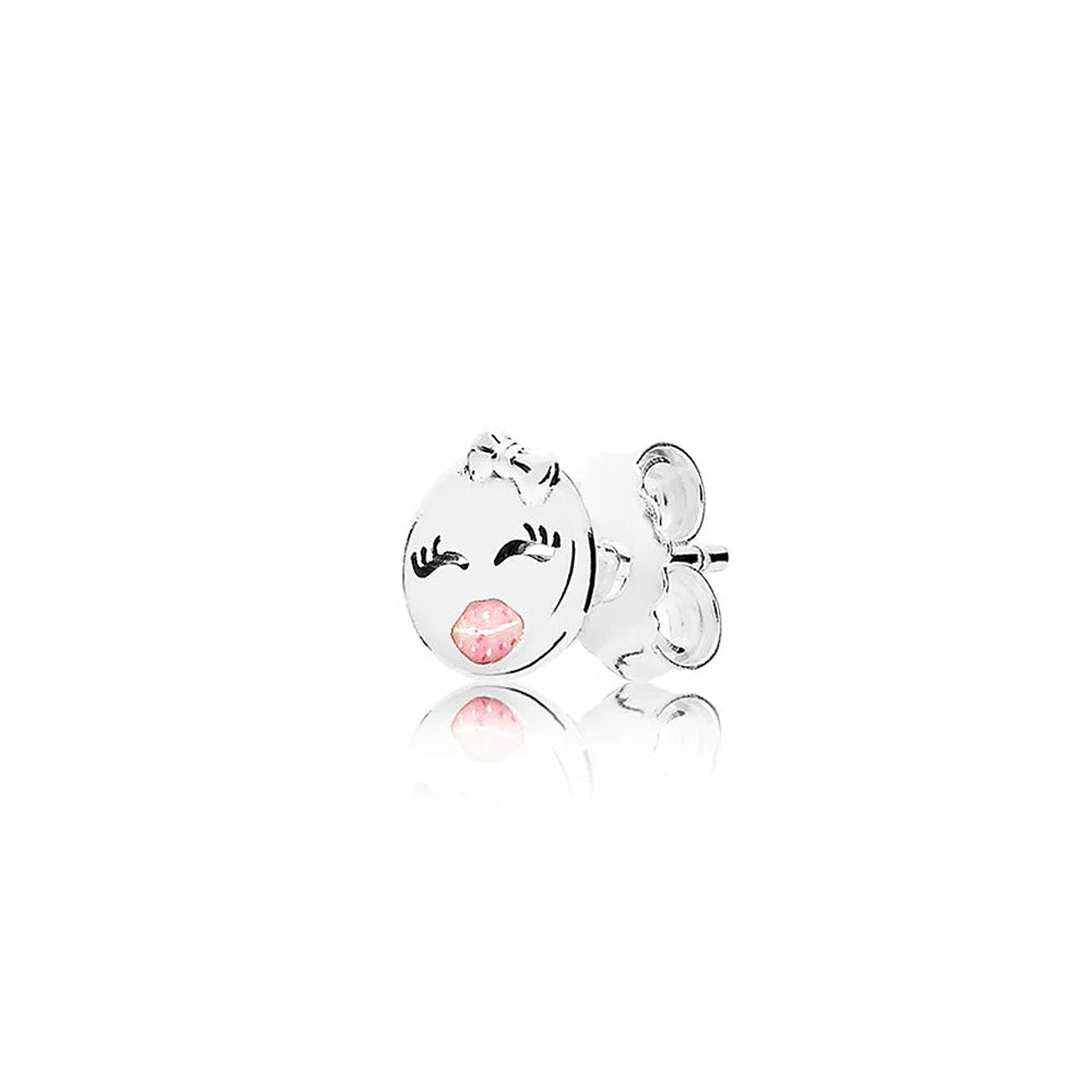 Aretes Pendientes Pandora Tipo Topo Emoticones con Esmalte Rosa 297102EN161 Plata 925 4