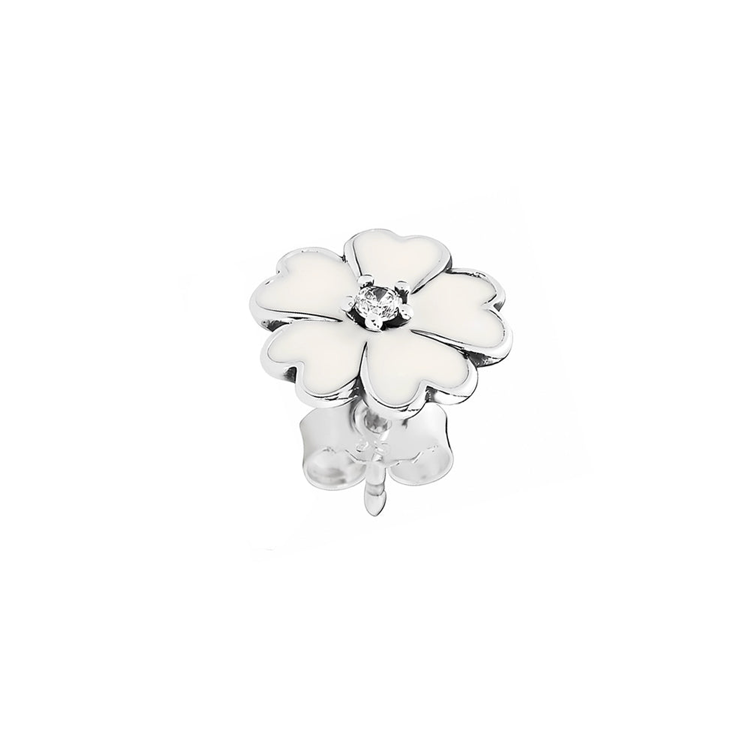 Aretes Pendientes Pandora Tipo Flor de Primula Blanca 290569EN12 Plata 925 2