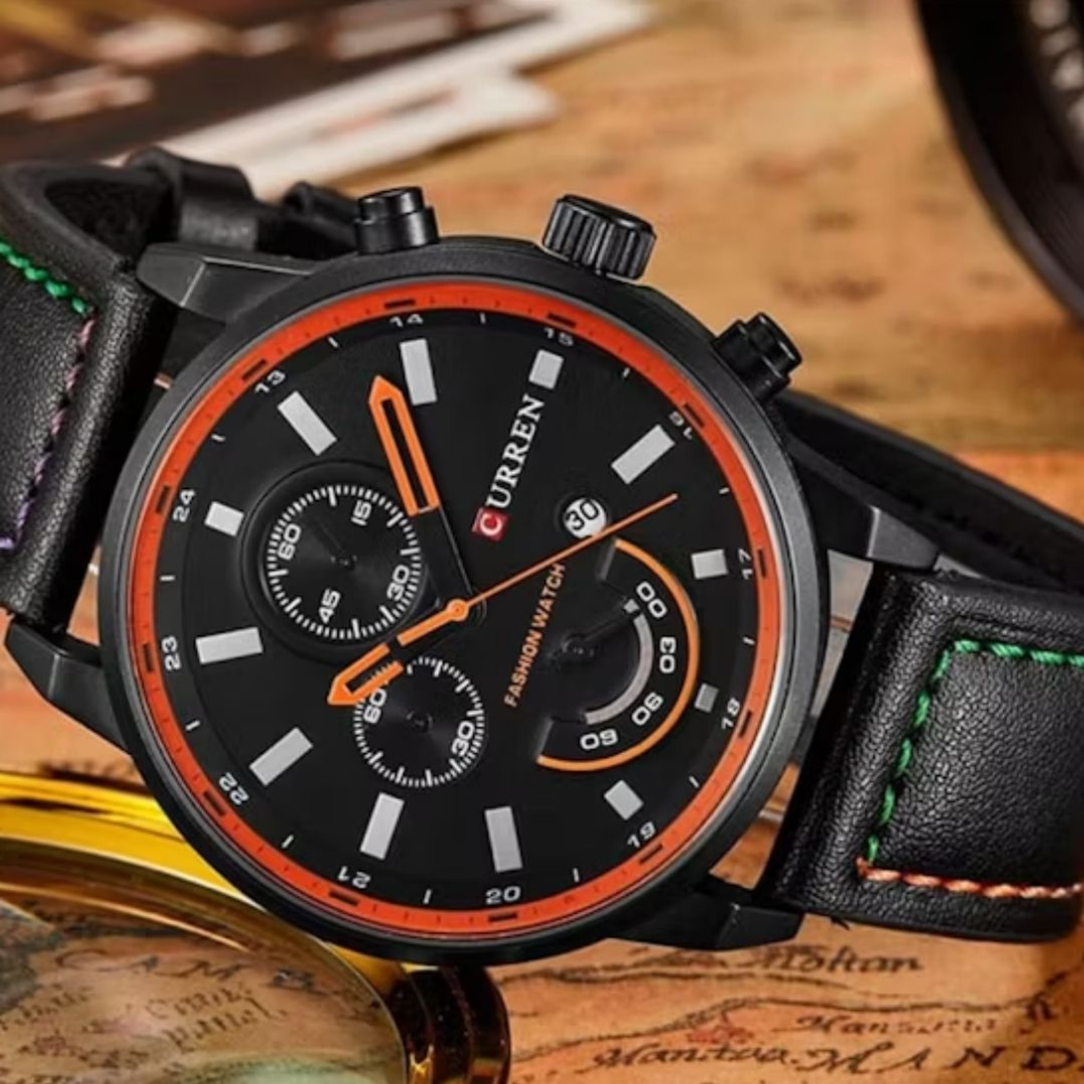 Reloj Análogo Curren Original KREa9401230101 para Hombre Cuero Color Negro 5