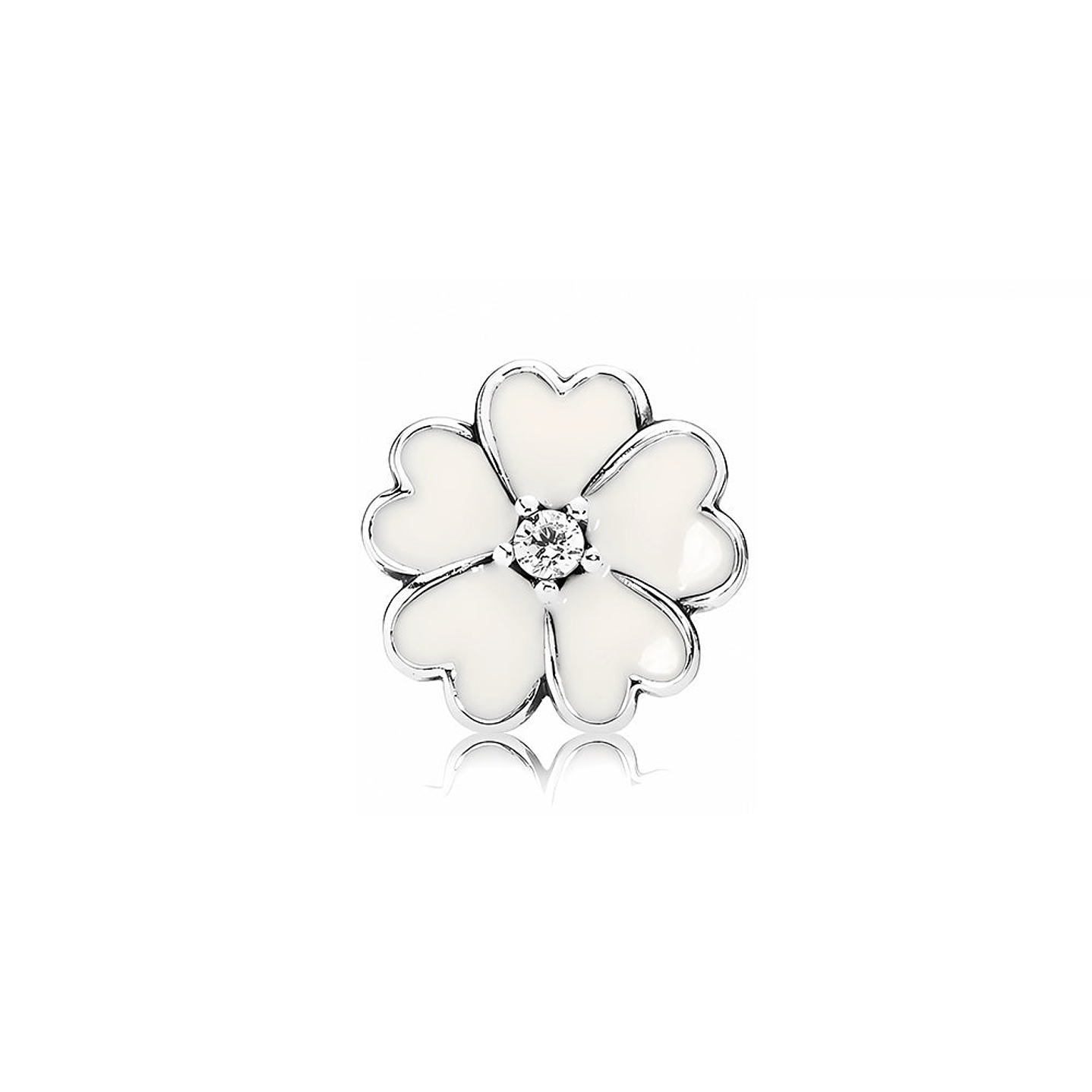 Aretes Pendientes Pandora Tipo Flor de Primula Blanca 290569EN12 Plata 925 3