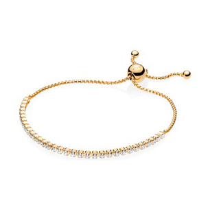 Pulsera Brazalete Pandora Cadena de Circonitas Ajustable Bañado en Oro 560524CZ Plata 925 Talla 18cm