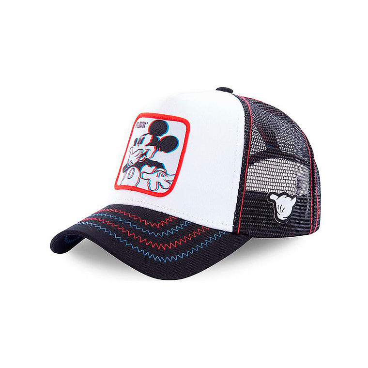 Gorra estilo Beisbol Snapback Malla Mickey Blanco Azul y Rojo 1