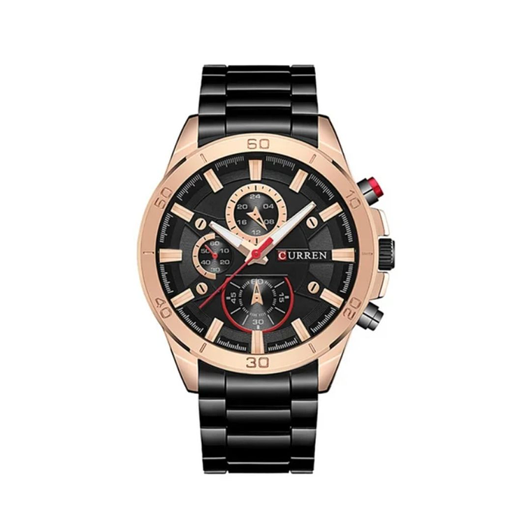 Reloj Análogo Curren Original KREb562001para Hombre Acero Color Negro-Oro Rosa 1