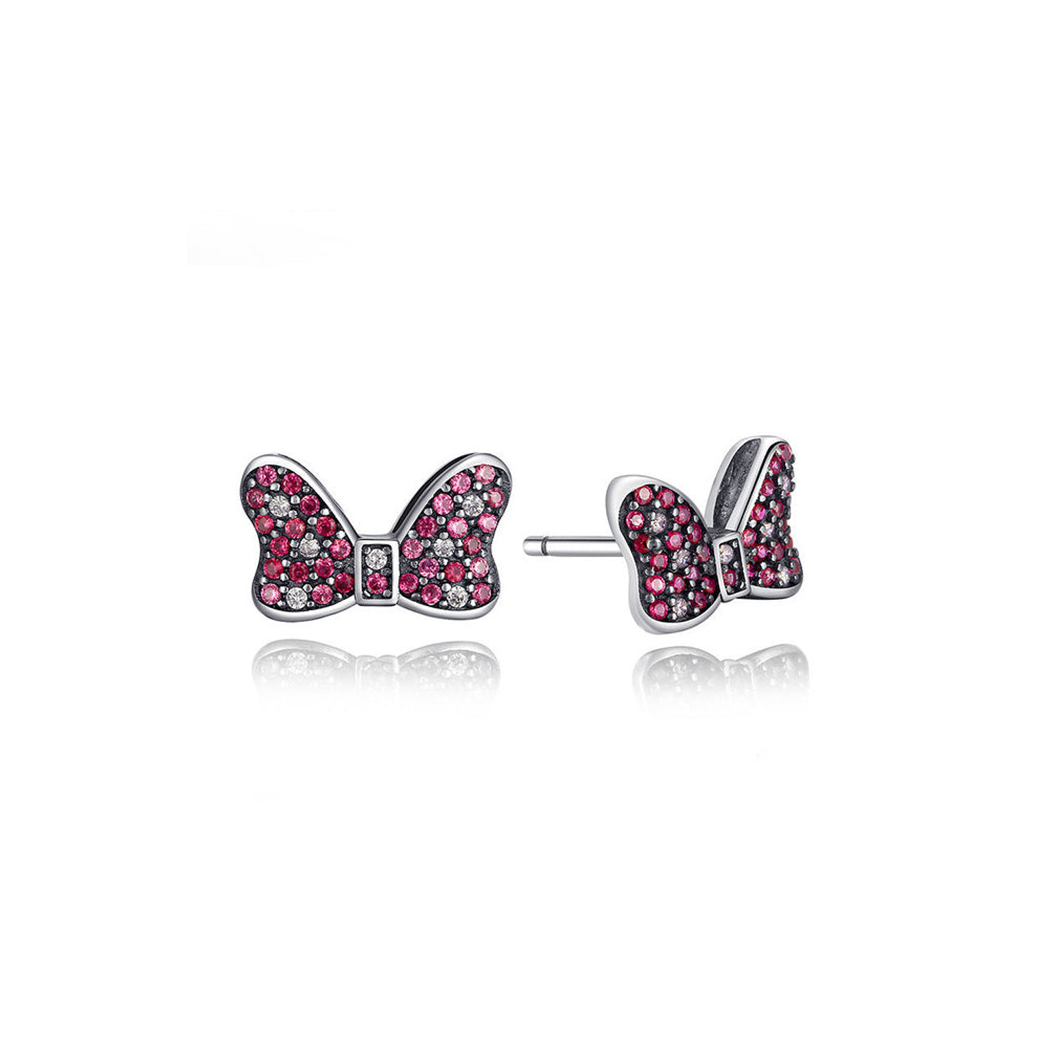 Aretes Pendientes Pandora Tipo Topo Moño de Minnie Mouse 290578czr Plata 925 1
