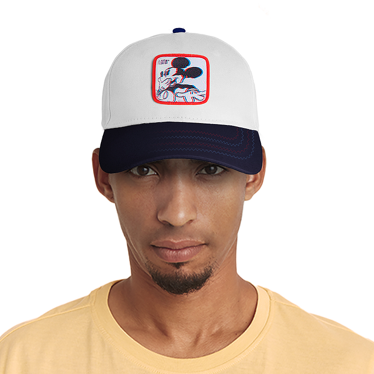 Gorra estilo Beisbol Snapback Malla Mickey Blanco Azul y Rojo 2