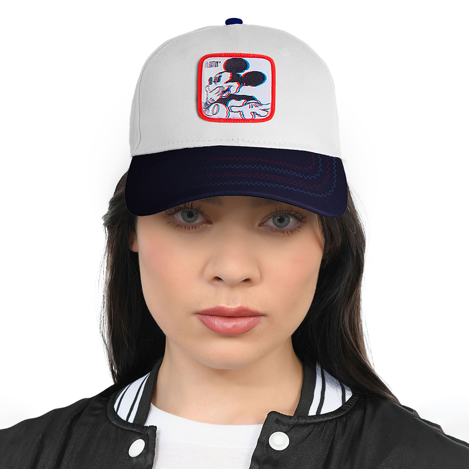 Gorra estilo Beisbol Snapback Malla Mickey Blanco Azul y Rojo 3