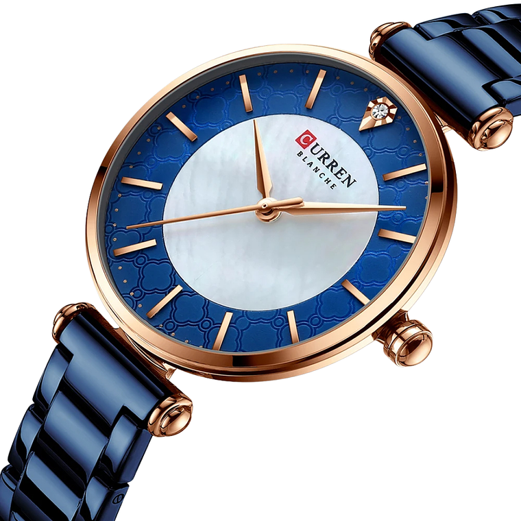 Reloj Análogo Curren Original KREd112021 para Mujer Acero Azul y Dorado 2
