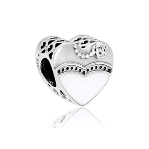 Charm Pandora Original para Mujer BH65345-5733 Novio y Novia Corazon Blanco y Negro