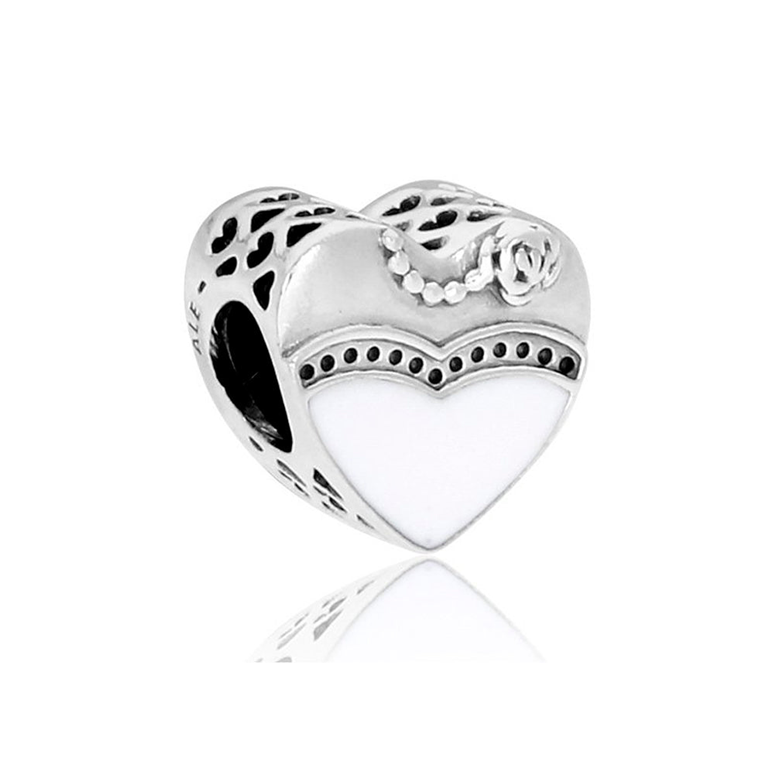 Charm Pandora Original para Mujer BH65345-5733 Novio y Novia Corazon Blanco y Negro 1