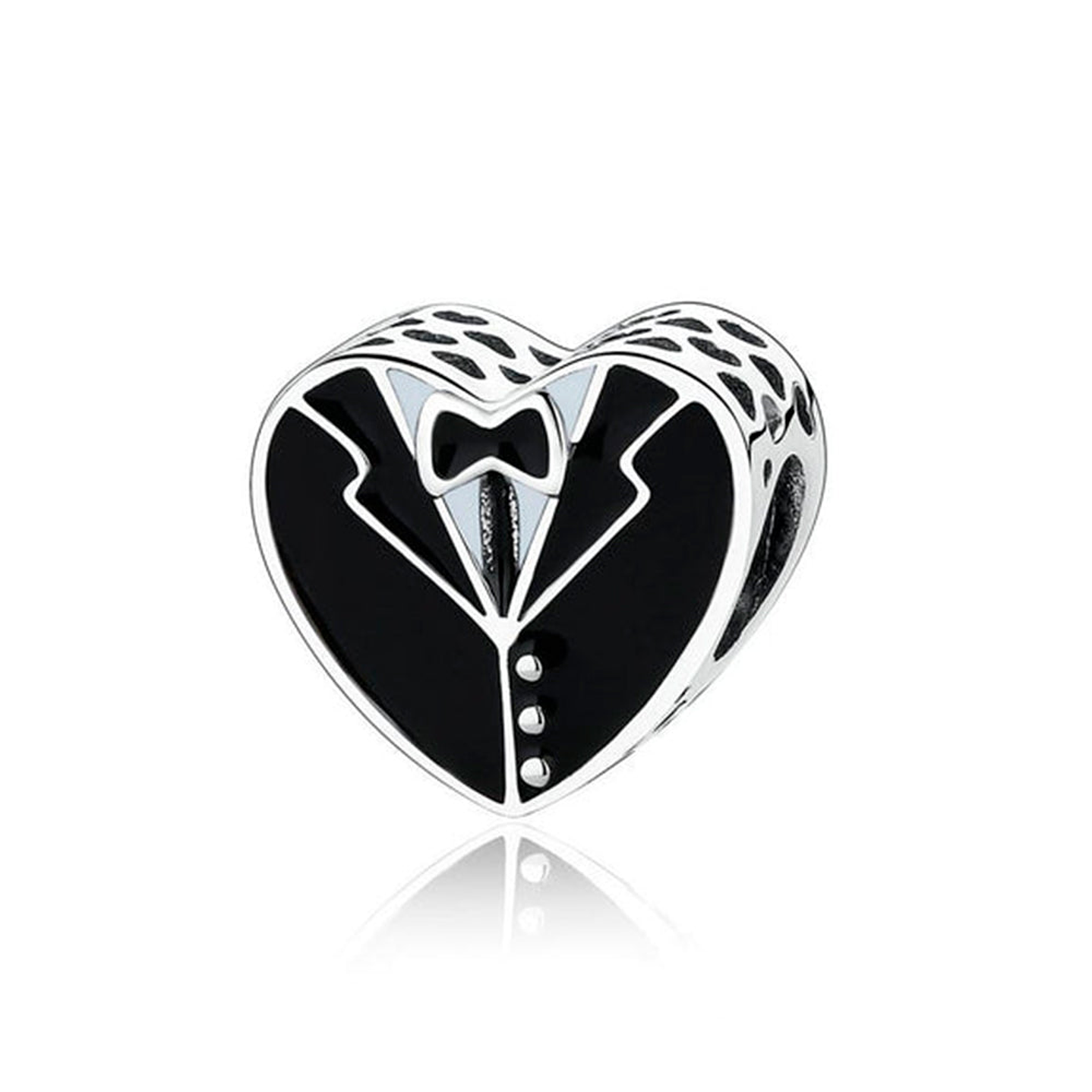 Charm Pandora Original para Mujer BH65345-5733 Novio y Novia Corazon Blanco y Negro 2