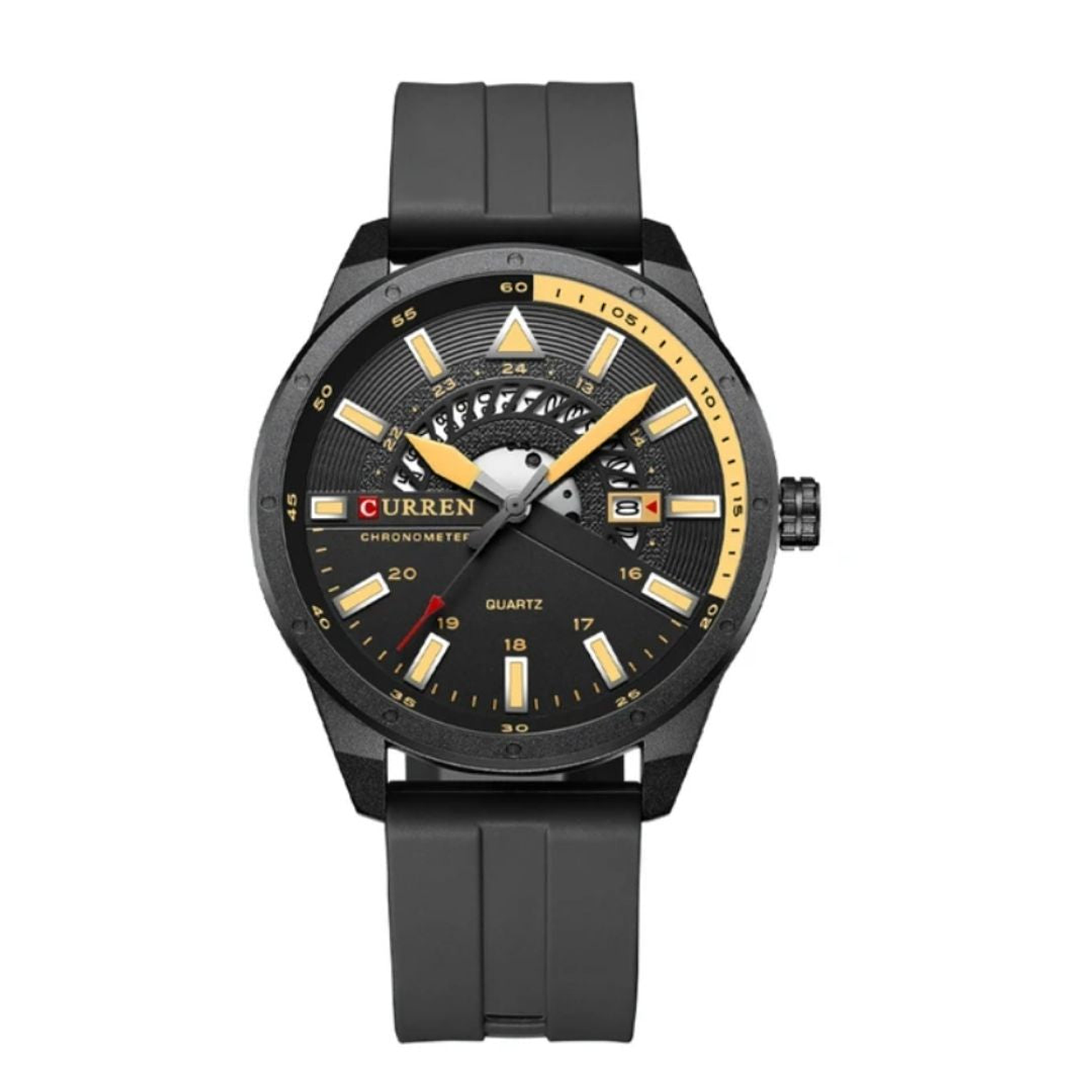Reloj Análogo Curren Original KREd5401 para Hombre Silicona Color Negro 1