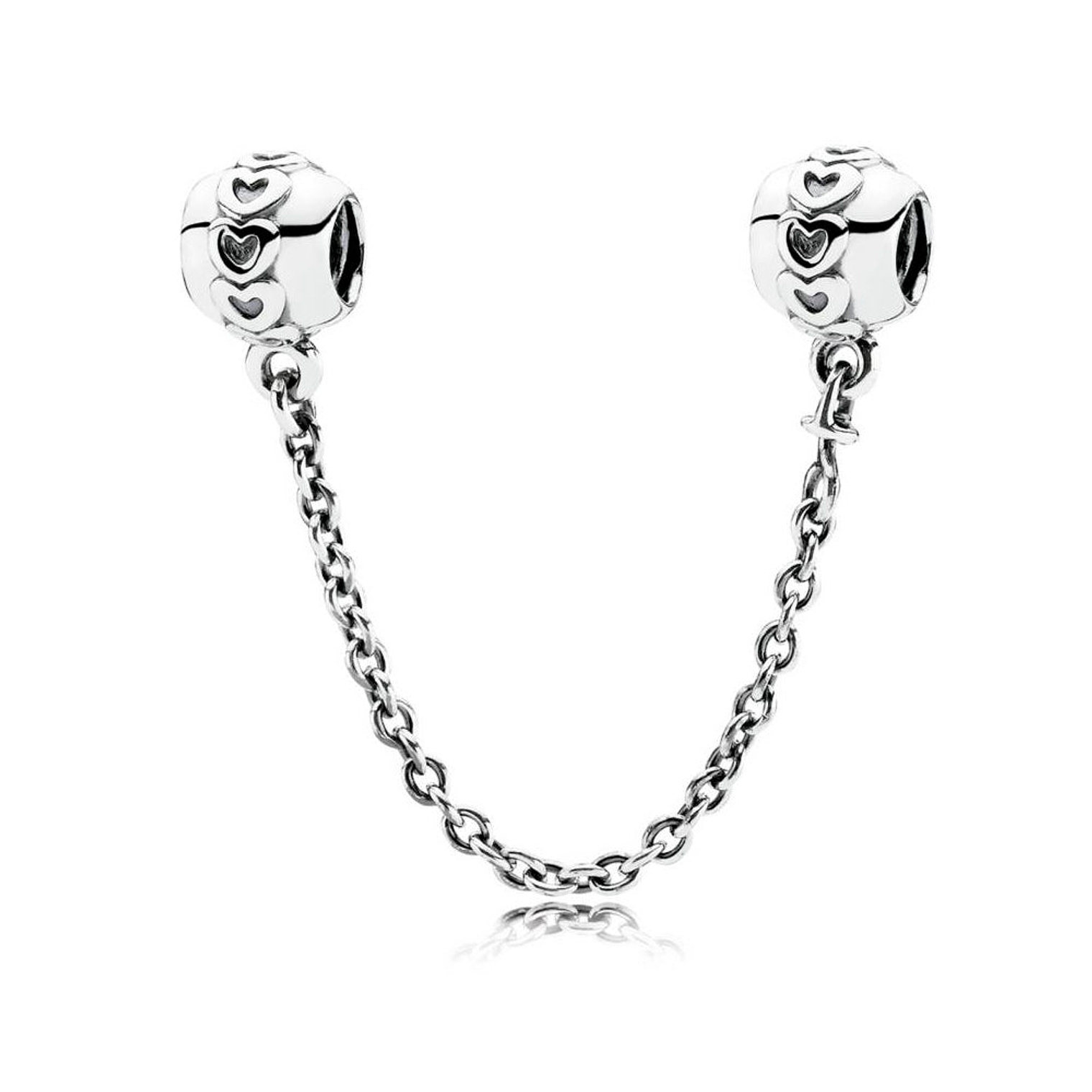 Cadena de Seguridad Pandora con Banda de Corazones Color Plateado 791088 en Plata 925 2