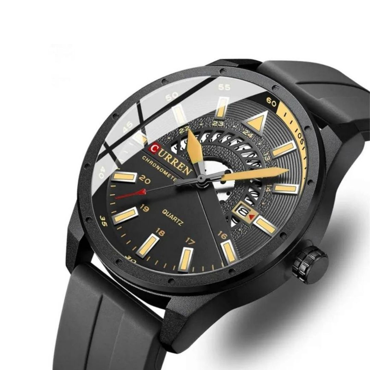 Reloj Análogo Curren Original KREd5401 para Hombre Silicona Color Negro 2