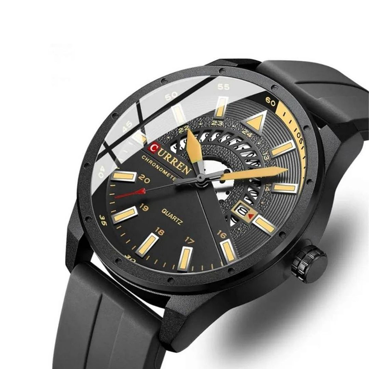 Reloj Análogo Curren Original KREd5401 para Hombre Silicona Color Negro 2