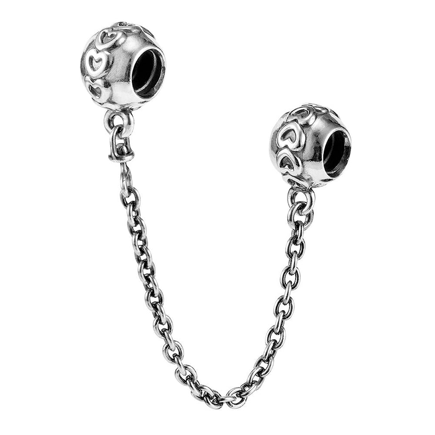 Cadena de Seguridad Pandora con Banda de Corazones Color Plateado 791088 en Plata 925 3