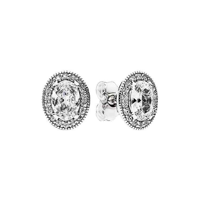 Aretes Pendientes Pandora Ovalados con Halo Brillante Elegante 296247CZ Plata 925 1